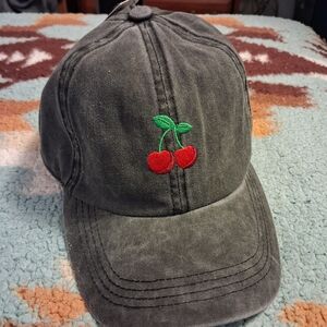 Falls Creek Gray Cap with Cherry Embroidery